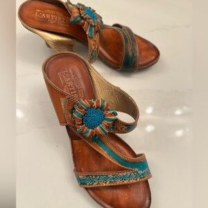 L'Artiste by Spring Step Brown and Teal Sandals
